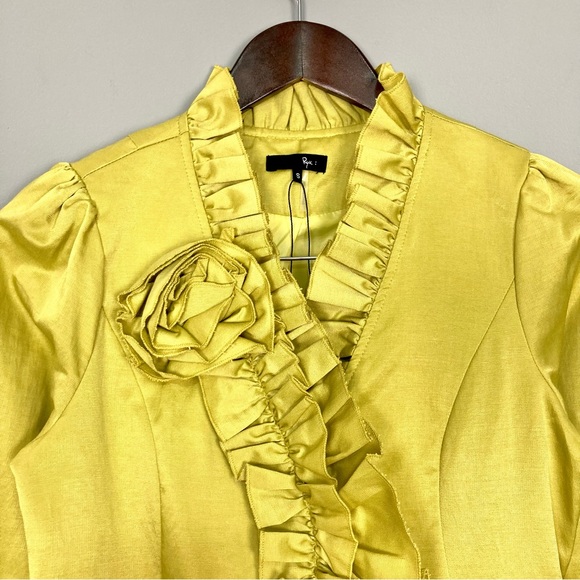 ModCloth Ryu Ruffled Duponi Jacket Women’s Size S Snap Closure Pockets Flower - Picture 2 of 8